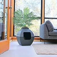 Vista 199 de Good Pet Stuff Kit original de caja de arena oculta y forro reutilizable, maceta redonda cerrada con plantas artificiales, sistema de filtro de olor