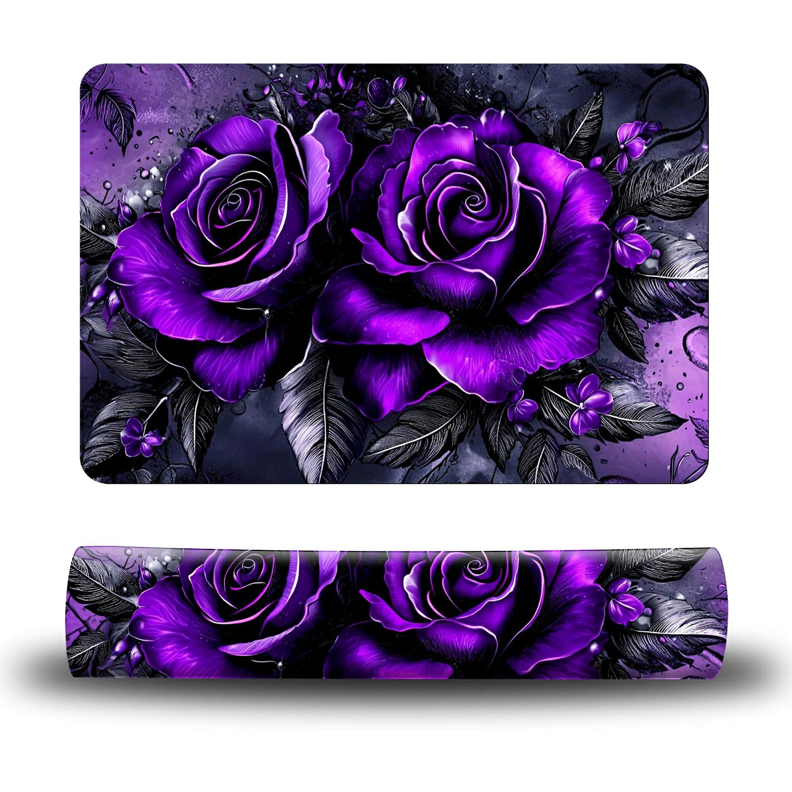 Dikoer Dog Food Mat, 15.7" x 23.6" Absorbent Pet Feeding Mat for Food and Water, Waterproof Diatom Mud Pet Placemat with Non-Slip Rubber Backing, Easy Clean Cat Bowl Mat for Floors - Purple Rose 2