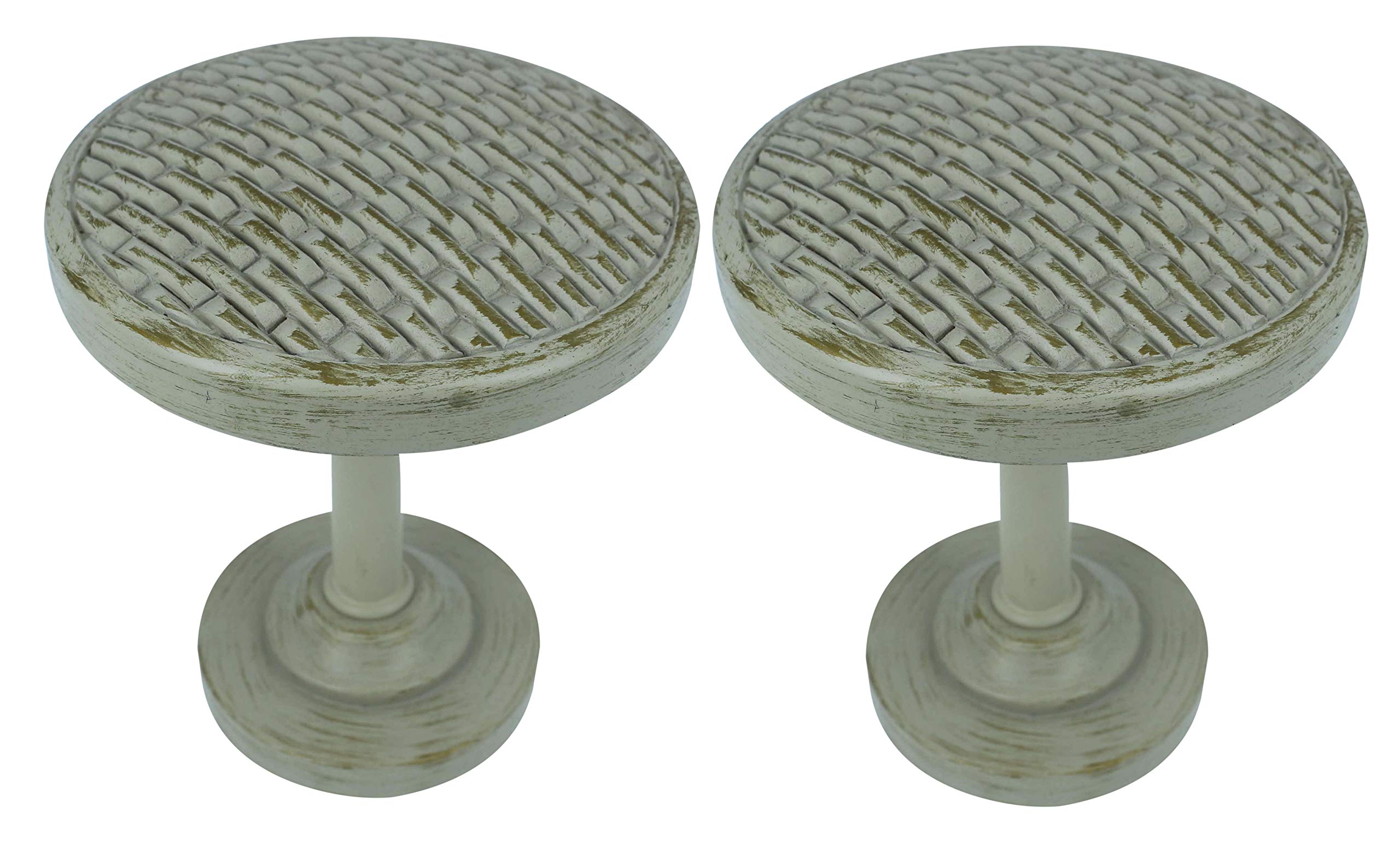 MERIVILLE Set of 2 Woven Window Drapery Medallion Holdbacks, Curtain Tiebacks, Wall Hook, Tassel Holder, French White