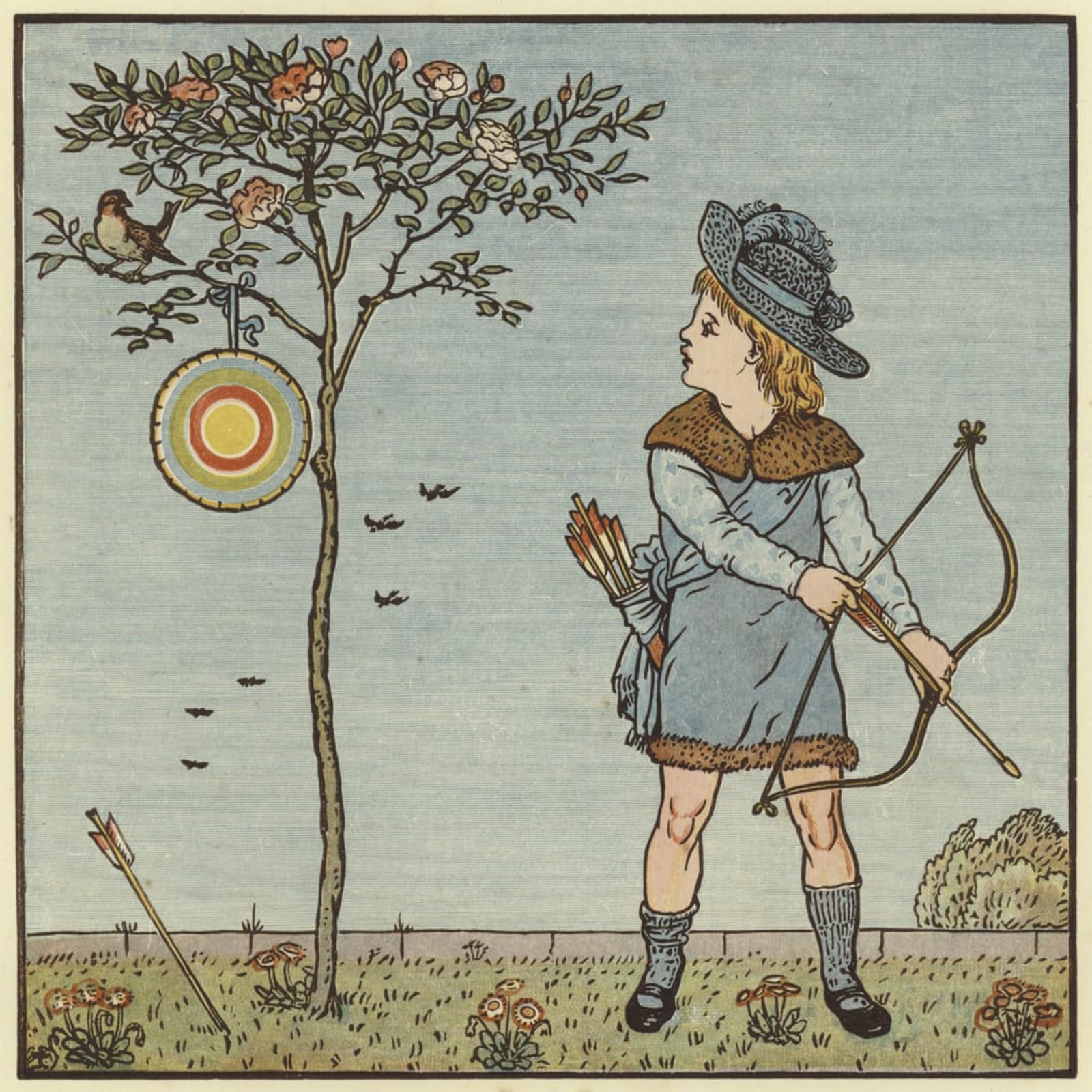 POSTERIIk Vintage Classic Picture Landscape Artwork the Little Cock Bird by Walter Crane Portrait Canvas Painting for Office Home Decor 60x90cm