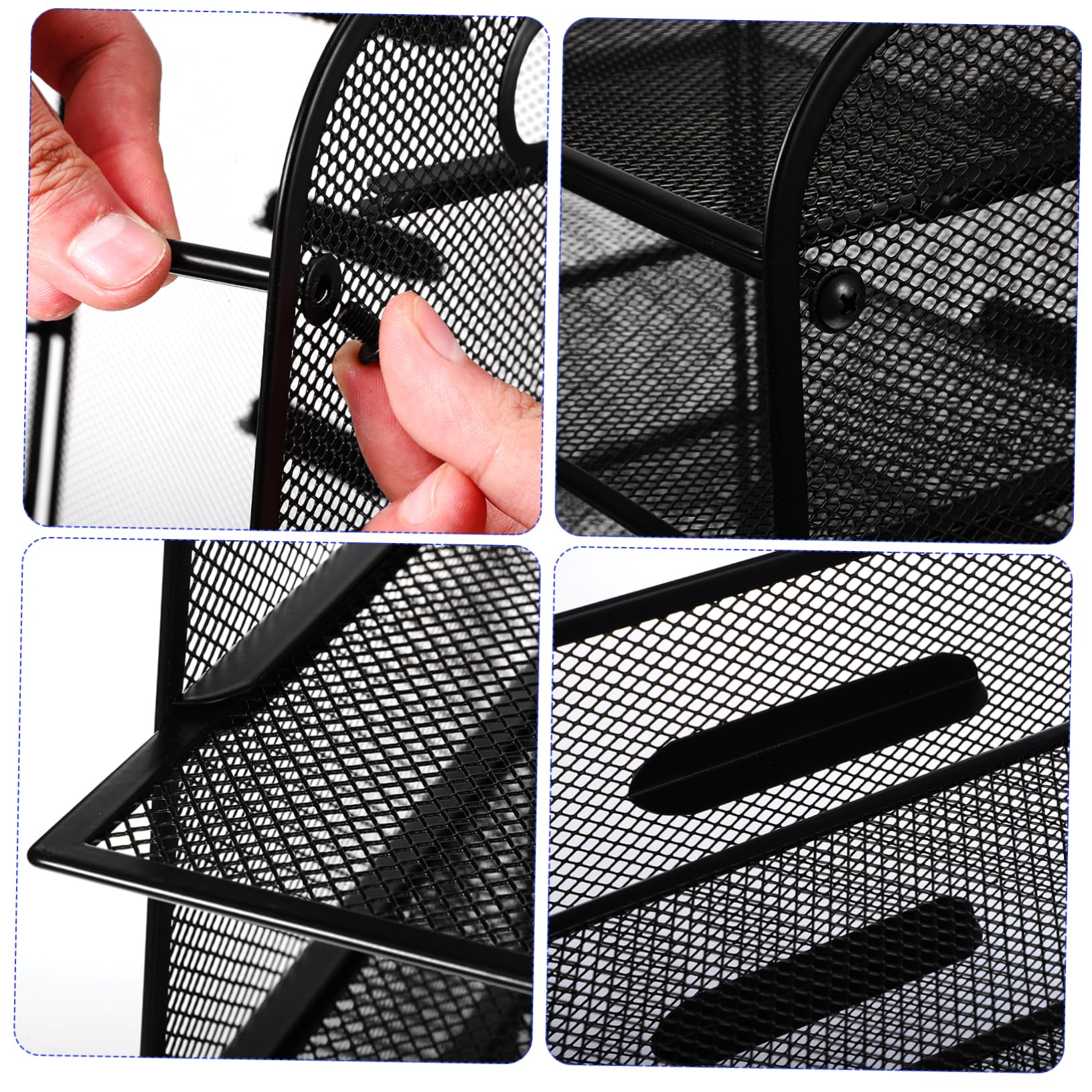 PLAFOPE Portadocumenti Design a Rete Organizzatore da Tavolo Nero in Acciaio al Carbonio a 5 Livelli Facile da Trasportare, per Ufficio e Scrivania Desktop