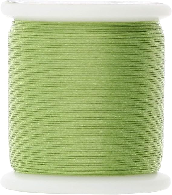 KO Nylon Beading Thread, Apple Green Color, Japanese Pre-Waxed 100% Nylon, 330TEX, Tangle Resistant Knotting Cords, 50m /55 yds Spool, Use for Seed Bead Projects, Loom Work & Bead Weaving