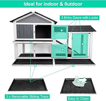 Amazon.com: Lifeand 56.7''L Deluxe Multi-Level Rabbit Hutch, Ideal