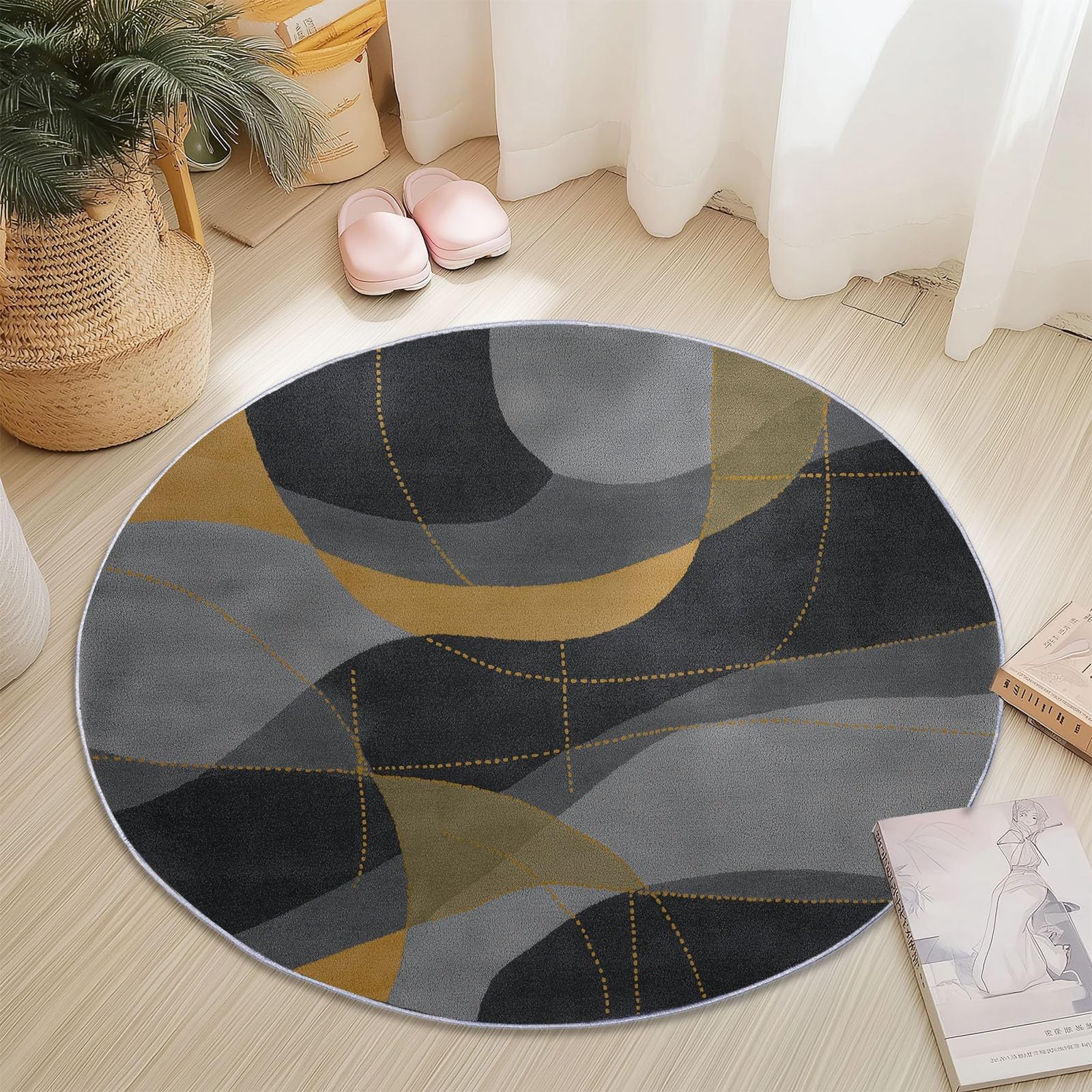 Tapis antidérapant et doux gris de 60 cm lavable pour cuisine et salon