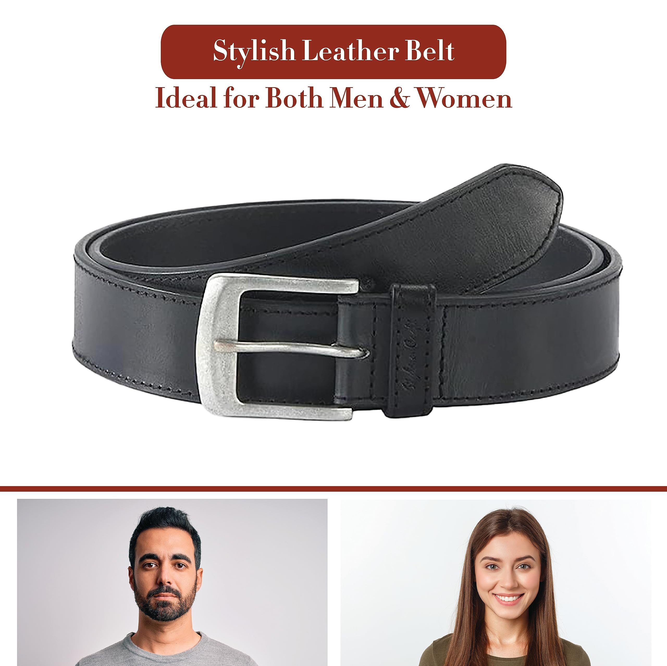 Style N Craft Men's Dark Brown Top Grain Leather Belt - 1.5 Inch Width, Fits Waist 42-46 Inches (X-Large)