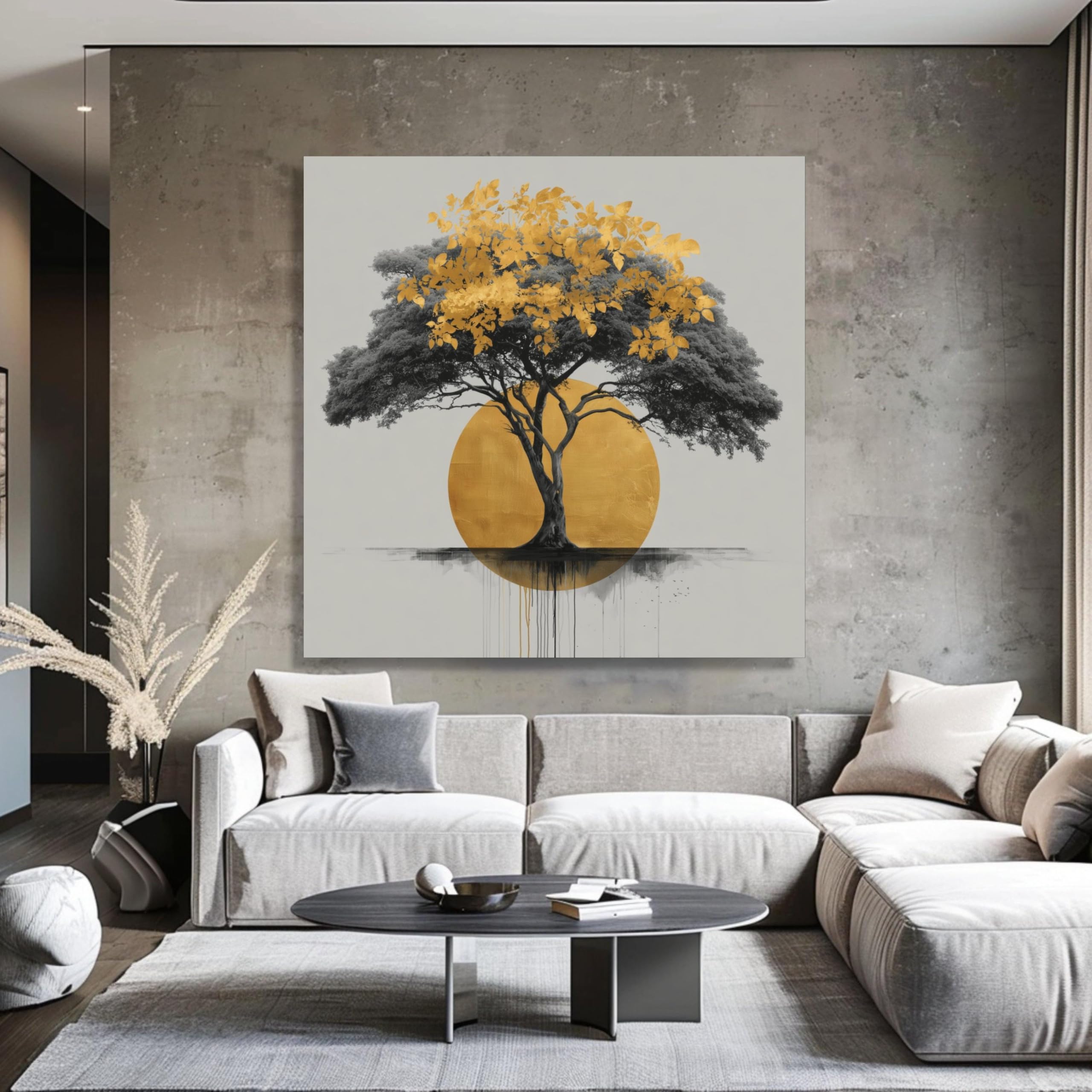 Tableau sur toile arbre doré grand format 55x55 cm - 7