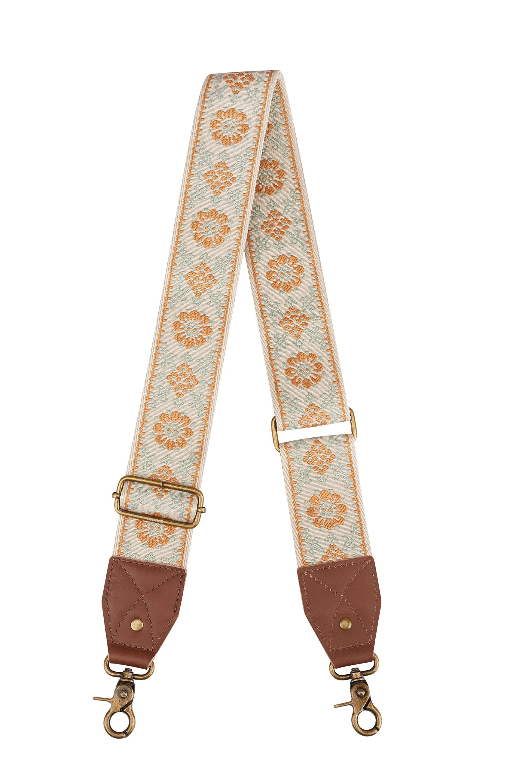 BAKKO Crossbody Strap Full Grain Leather Ends Brass Metal Hardware 2" Wide Replacement Shoulder Strap