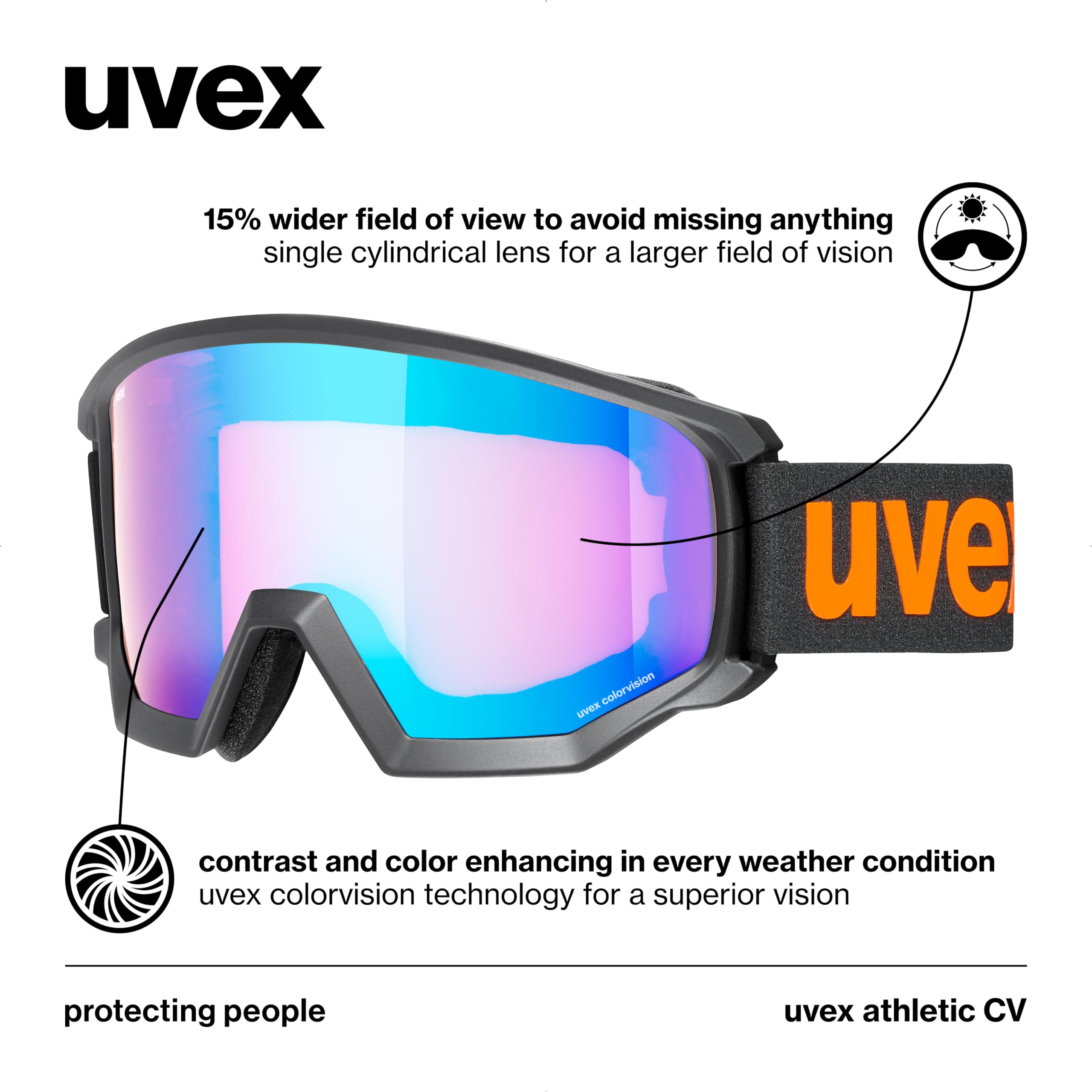 Amazon.com : uvex athletic CV, lunettes de ski Adulte unisexe