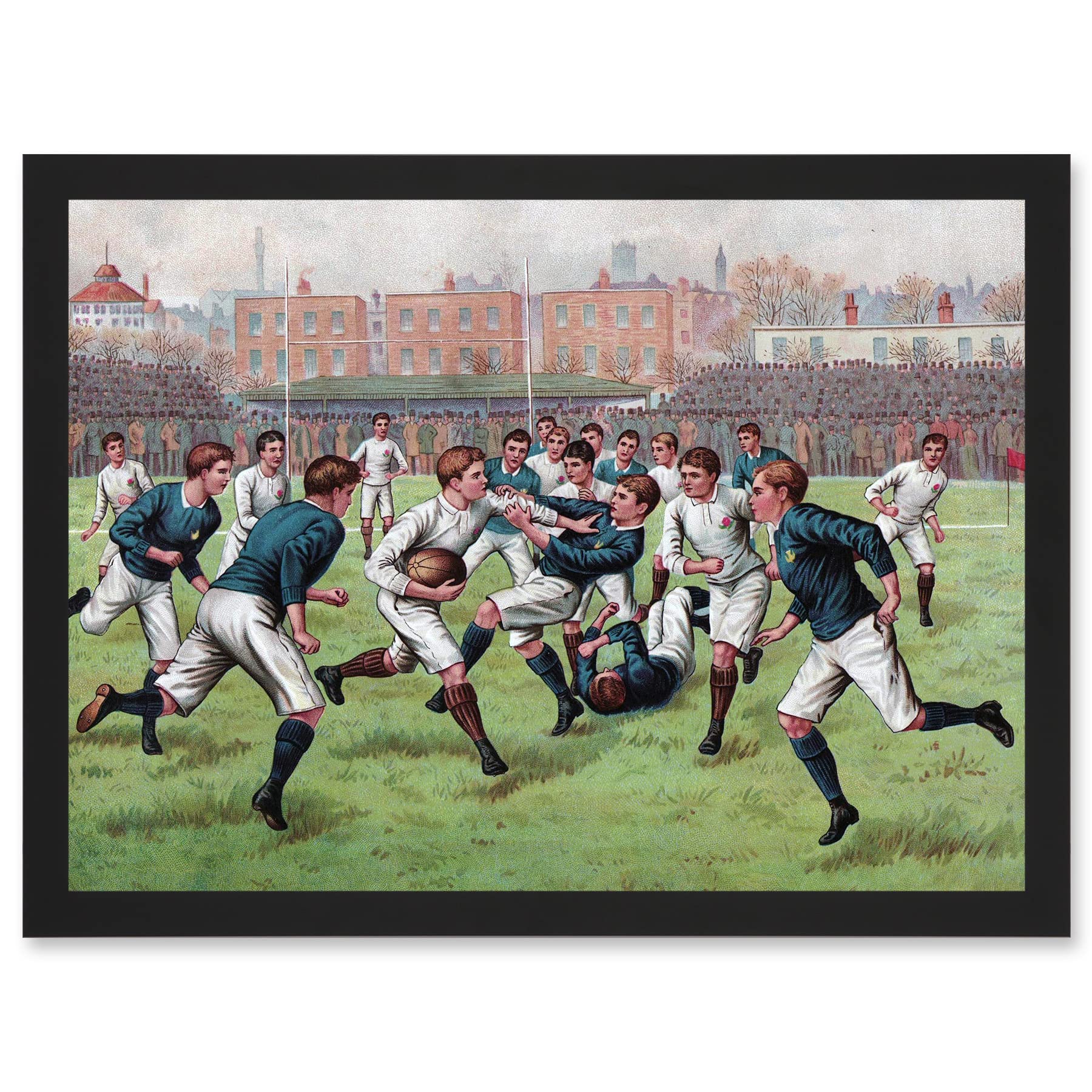 Artery8 Scotland England 1893 Rugby Union Football Match Painting Artwork Framed Wall Art Print A4