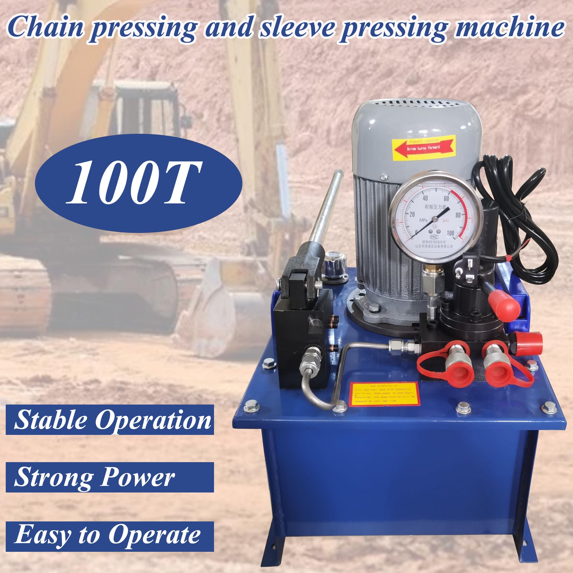 HQHAOTWU Hydraulic Crawler Pin Pressing Machine 100T Crawler Pin Dismantling Machine Chain and Sleeve Pressing Machine Excavator Maintenance Pressing Chain Machine Hand Electric Integrated Pump 220V