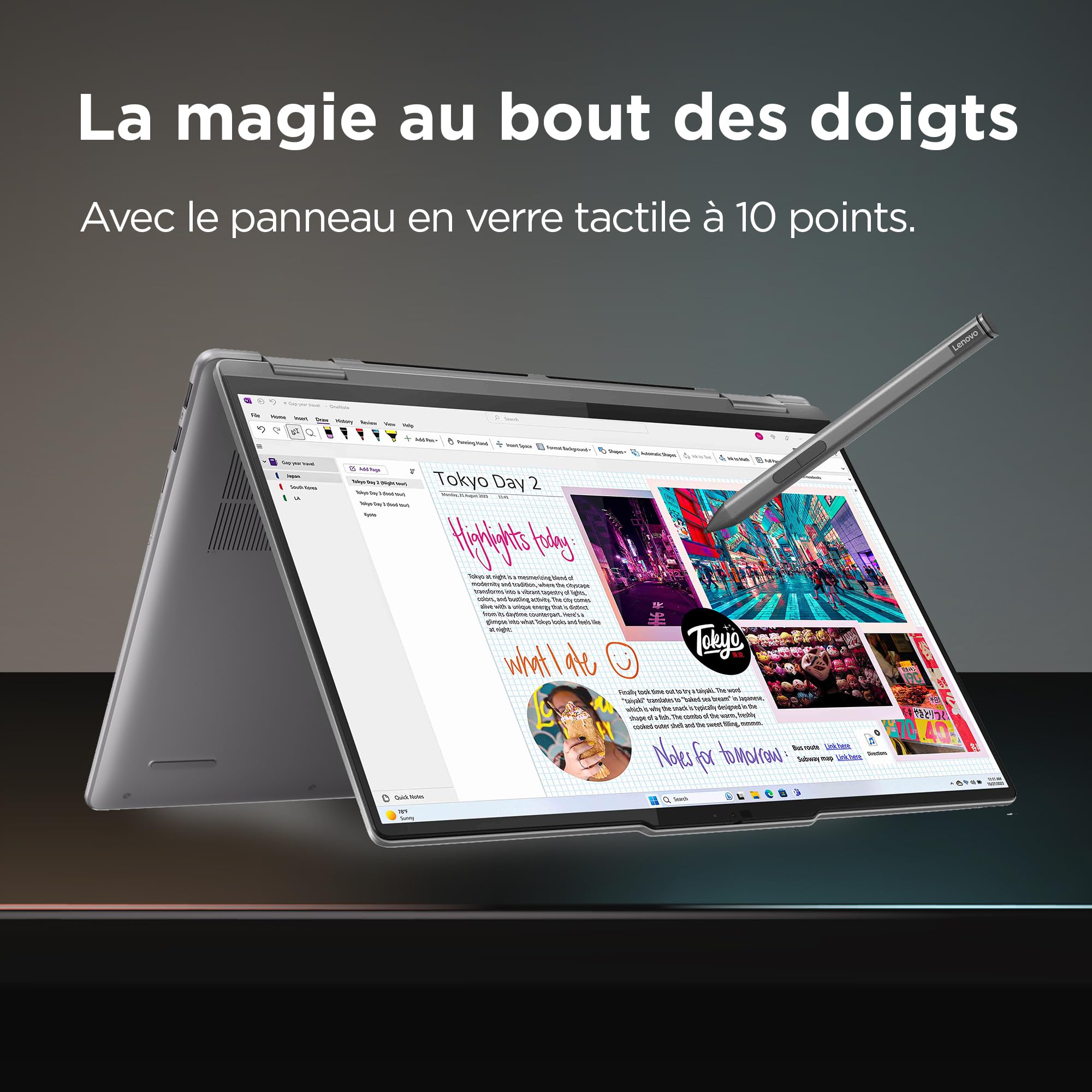 Lenovo Yoga 7 2-en-1 14AHP9 - Ordinateur Portable AI 14'' WUXGA OLED (AMD Ryzen 5 8640HS, RAM 16Go, SSD 512Go, AMD Radeon 760M Graphics, Windows 11 Home) Clavier rétroéclairé AZERTY Français - Gris