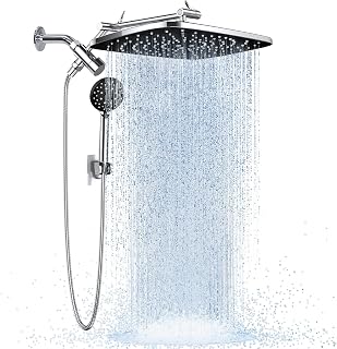 14" Wide Rain Shower Head with Handheld, High Pressure Handheld Shower Heads with Multi Spray Modes, Rainfall Combo with Metal Extension Arm,Detachable Dual Shower, Extra Long Hose,Silver Chrome