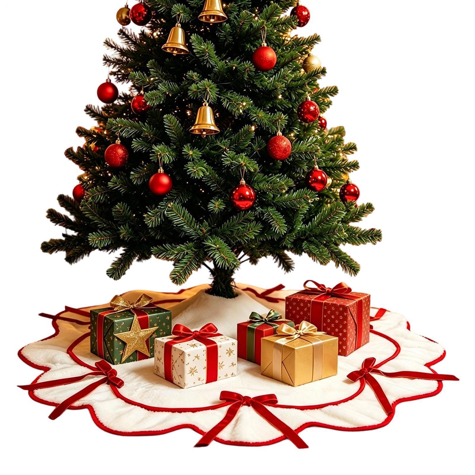 Grande base per albero di Natale, con fiocco, antiscivolo, in peluche