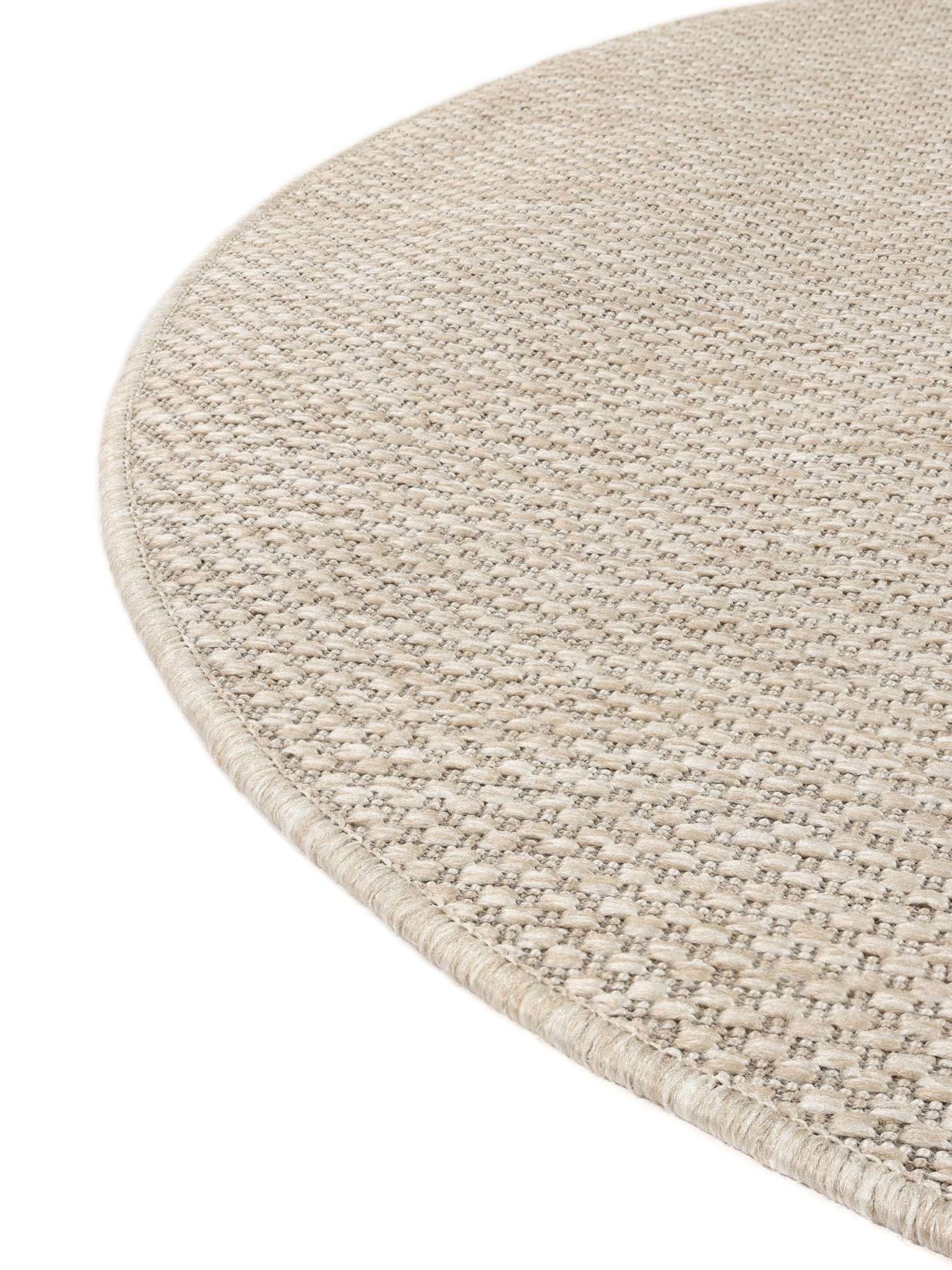 RugVista Clio, In & Outdoor-Teppich, Ø 250 cm, Rund, Niedriger Stapel, Patio, Nur Handwäsche, UV-beständig, Beige