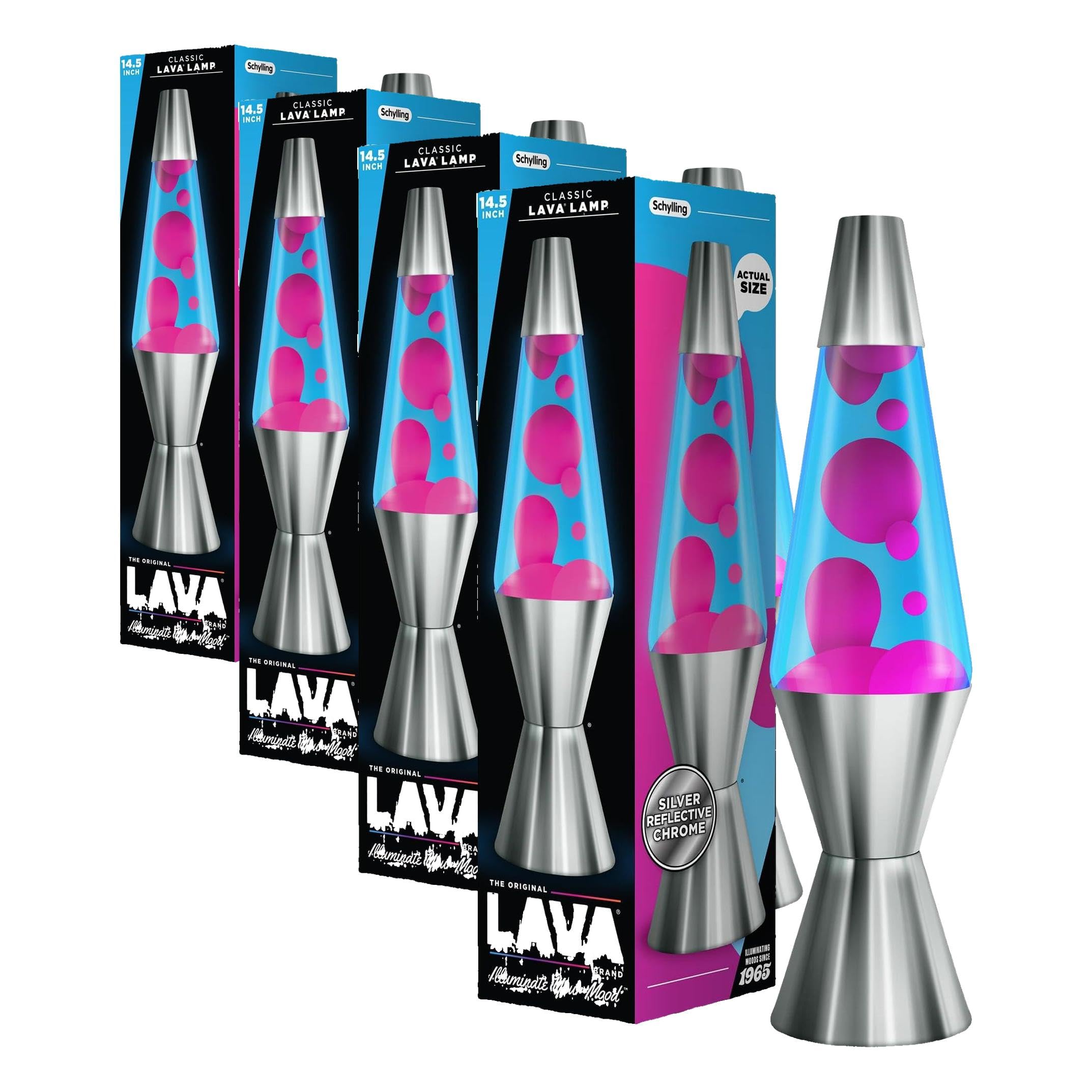 Lava The Original Lamp - Techno Chrome - Classic Liquid Motion Lamp - Pink and Blue Liquid - Item #2097 (Amazon Exclusive) 14.5 inches Tall (Pack of 4)