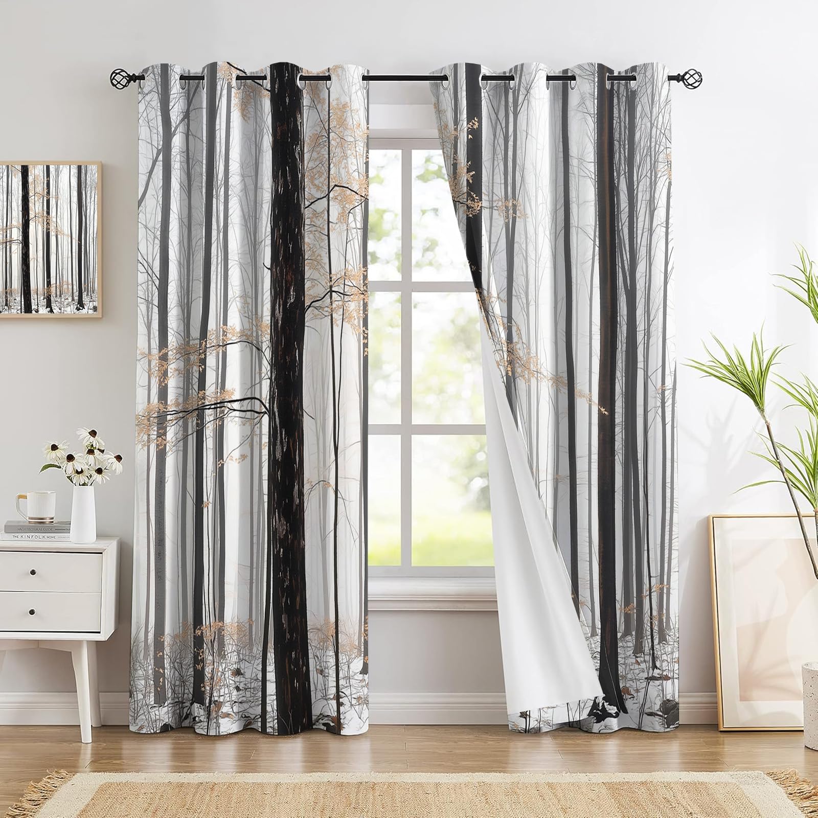 Rideaux paysage forestier pour chambre ou salon ambiance nature 140x225