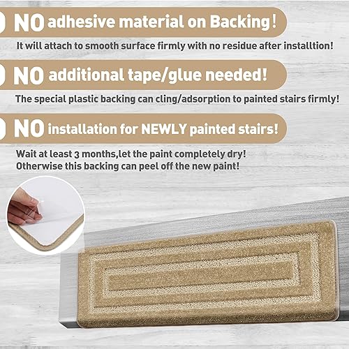 Miniatura 6 de PURE ERA Bullnose - Juego de peldaños para escaleras, sin cinta, antideslizante, protectores de escaleras para interiores, alfombras aptas para