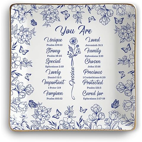 Christian Jewelry Dish – Personalized Ring Tray Holder with Bible Verses – Trinket ...