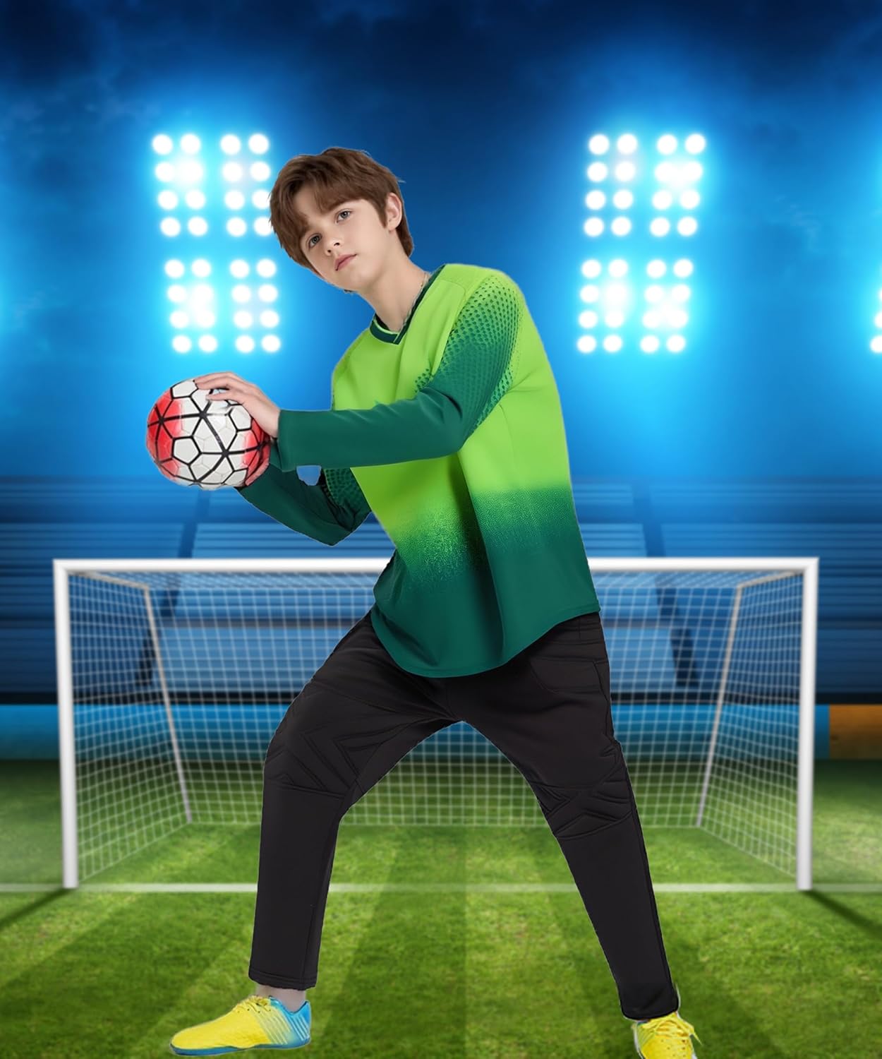 C2M Kids & Youth Padded Goalie Shirt Goalkeeper Jersey Long Sleeve Soccer Training Uniform for Boys Girls - Image 2