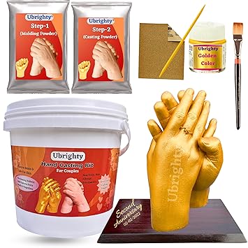 Ubrighty Hand Casting Kit - for Couples, Baby, Husband, Parents, Spacial Anniversary, Birthday Gift, 3D Moulding Powder for Hand, Foot, Molding (Basic Couple KIT) - image, photos