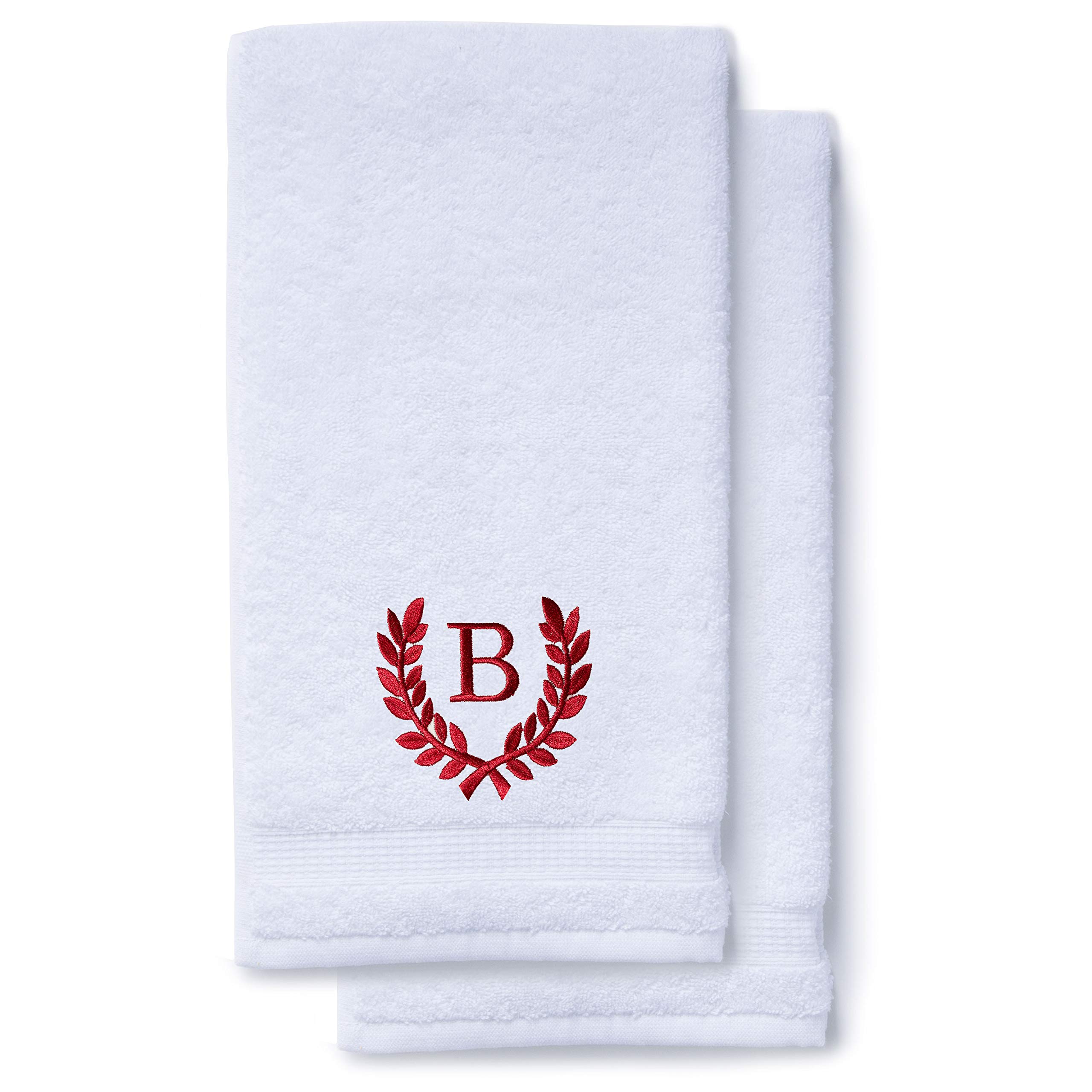 Toallas de mano Monogrammed para baño y cocina | regalo personalizado para bodas y novias | Toalla turca de lujo personalizada | Colección Spa, gran tamaño, 16 x 30 pulgadas, juego de 2