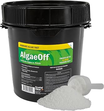 CrystalClear AlgaeOff String Algae Killer for Pond & Water Garden, 8 lbs | Scum Cleaner Waterfall & Rock Slime Remover Green Stain Treatment EPA Registered Algaecide Plant, Koi Fish, Bird & Pet Safe