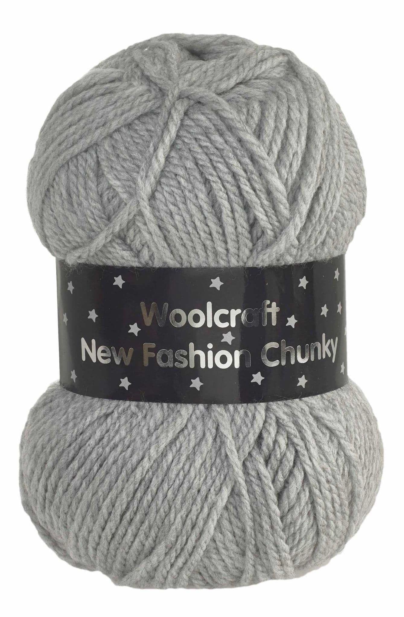 WoolCraft Fashion Chunky Knitting & Crochet Yarn, Great Value Yarn with 27 Colour Combinations in The Range, 100% Acrylic, 150 Metres, 100g Balls, Pack of 15, Silver Cloud