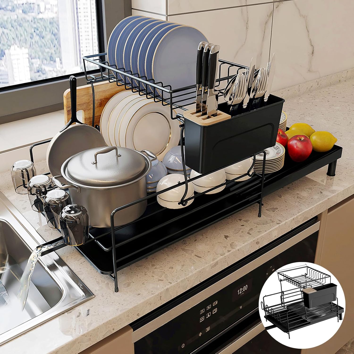Trusthere Expandable Dish Drying Rack, Large Dual Part Dish Rack for ...