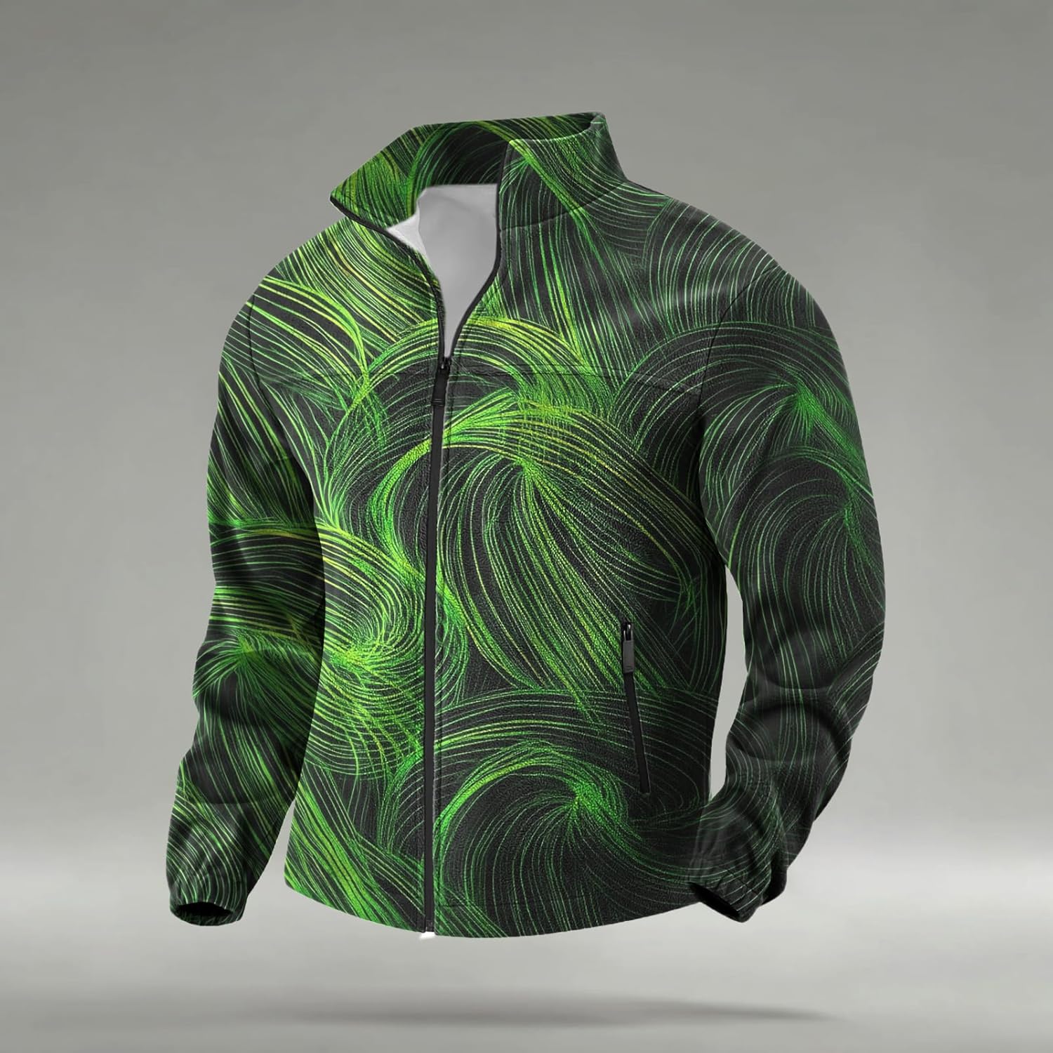 Mens Novelty Print Full-Zip Fleece Hoodie Big and Tall Stylish Trendy Casual Gym Training Warm Sweatshirt - Image 2