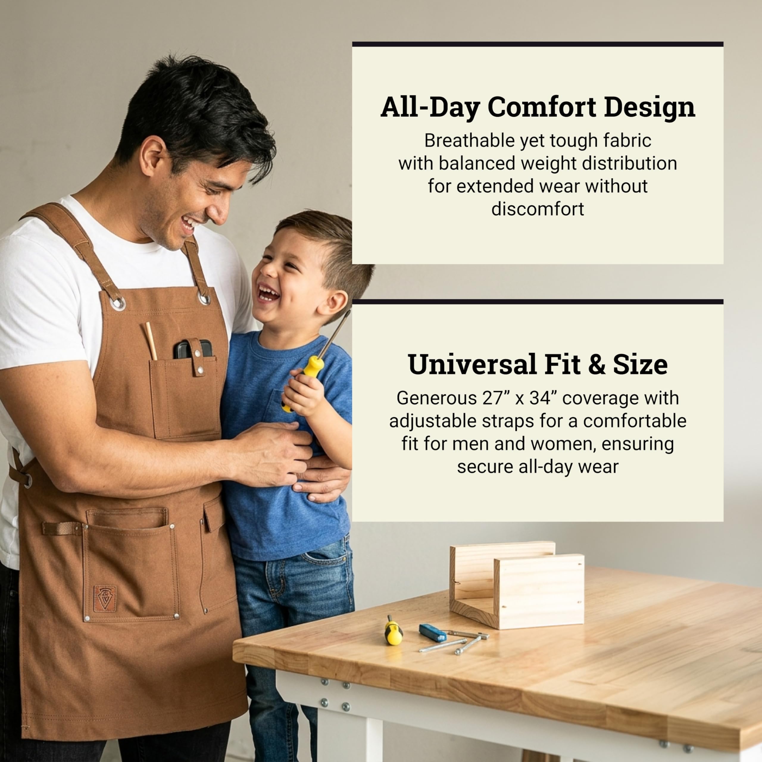 Texas Canvas Wares gewachstem Canvas Heavy Duty Arbeit schürze mit Taschen - Deluxe Edition mit Quick Release Schnalle einstellbar bis XXL für männer und Frauen - (Brown Deluxe Edition)