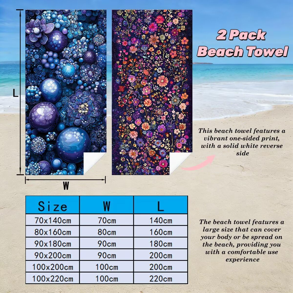 Toalla Playa 100x220 cm, Toalla Gimnasio Microfibra Secado Rapido, Juego de 2 Antiarena Toallas de Playa, Ligera Compacta Toallas Microfibra Grande para Viaje, Regalo Hombre Regalo Mujer (Rural) -5023