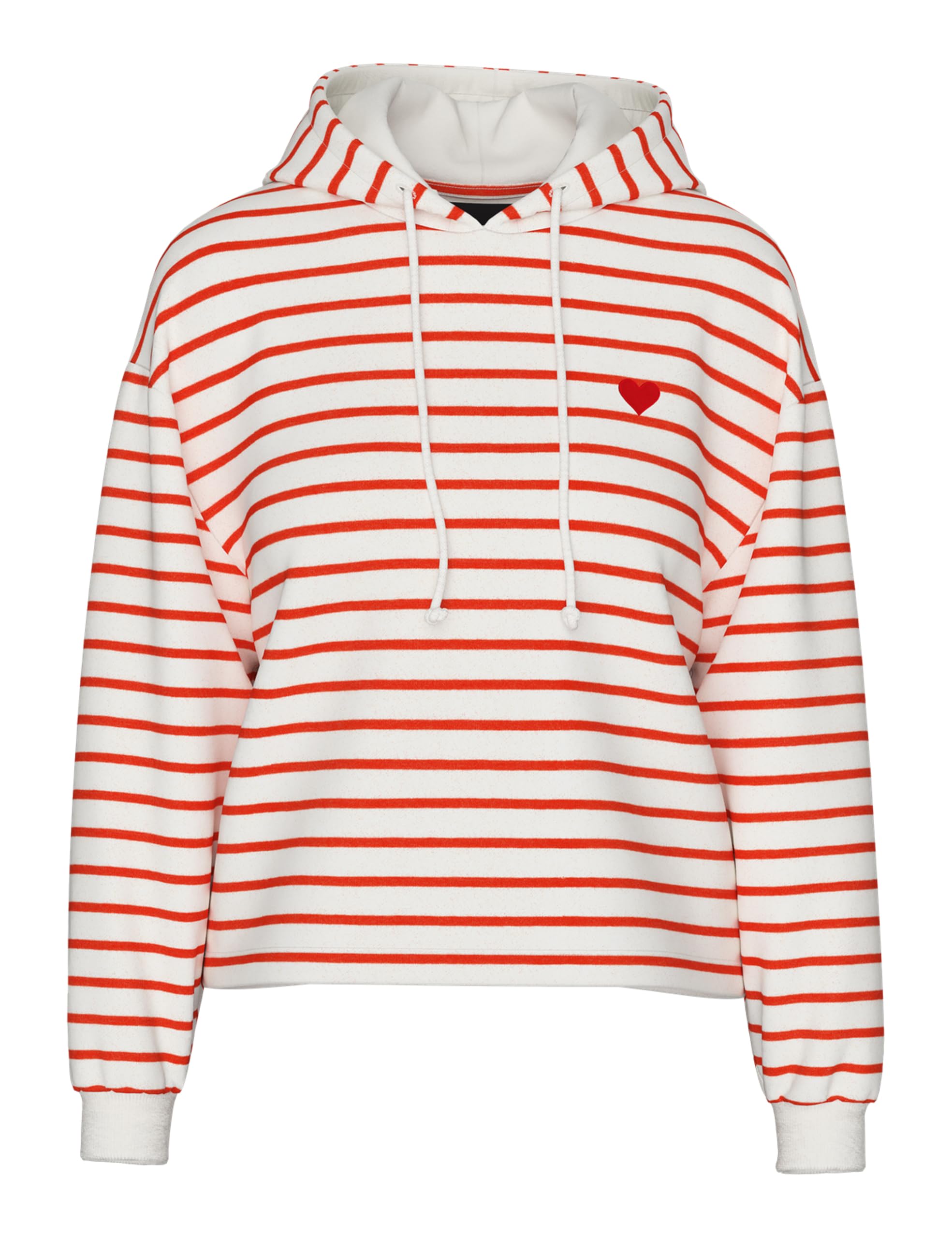 Pieces Pcchilli LS Hoodie Stripes Emb Noos Bc, Cloud dancer, S