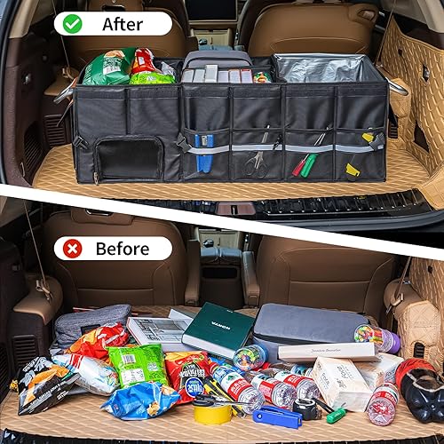 Miniatura 6 de HAMOPY Organizador y almacenamiento para maletero de automóvil con compartimento separado para 1 par de zapatos, resistente con tapa y bolsa