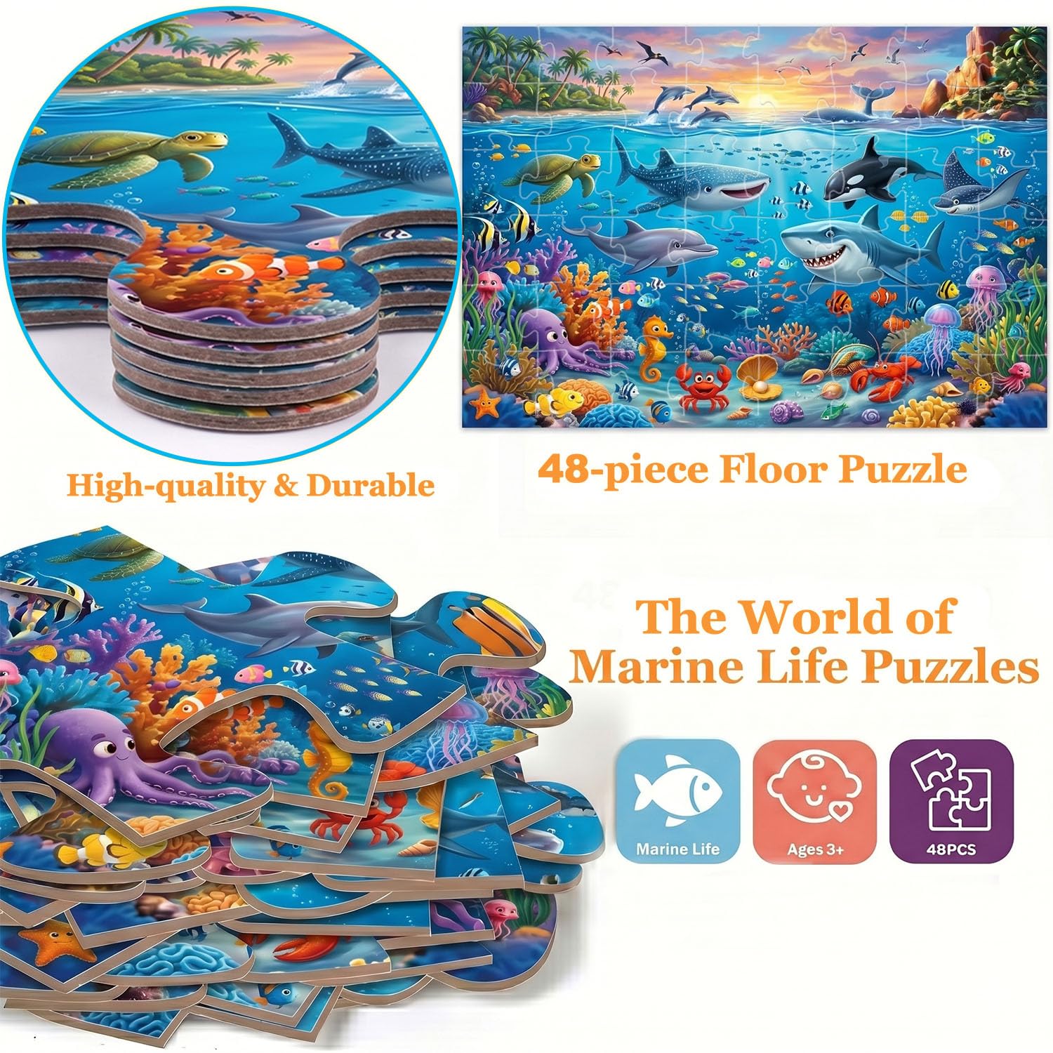 Jumbo Ocean Floor Puzzle for Kids 3-5 -4 Jumbo Ocean Floor Puzzle for Kids 3-5 -4