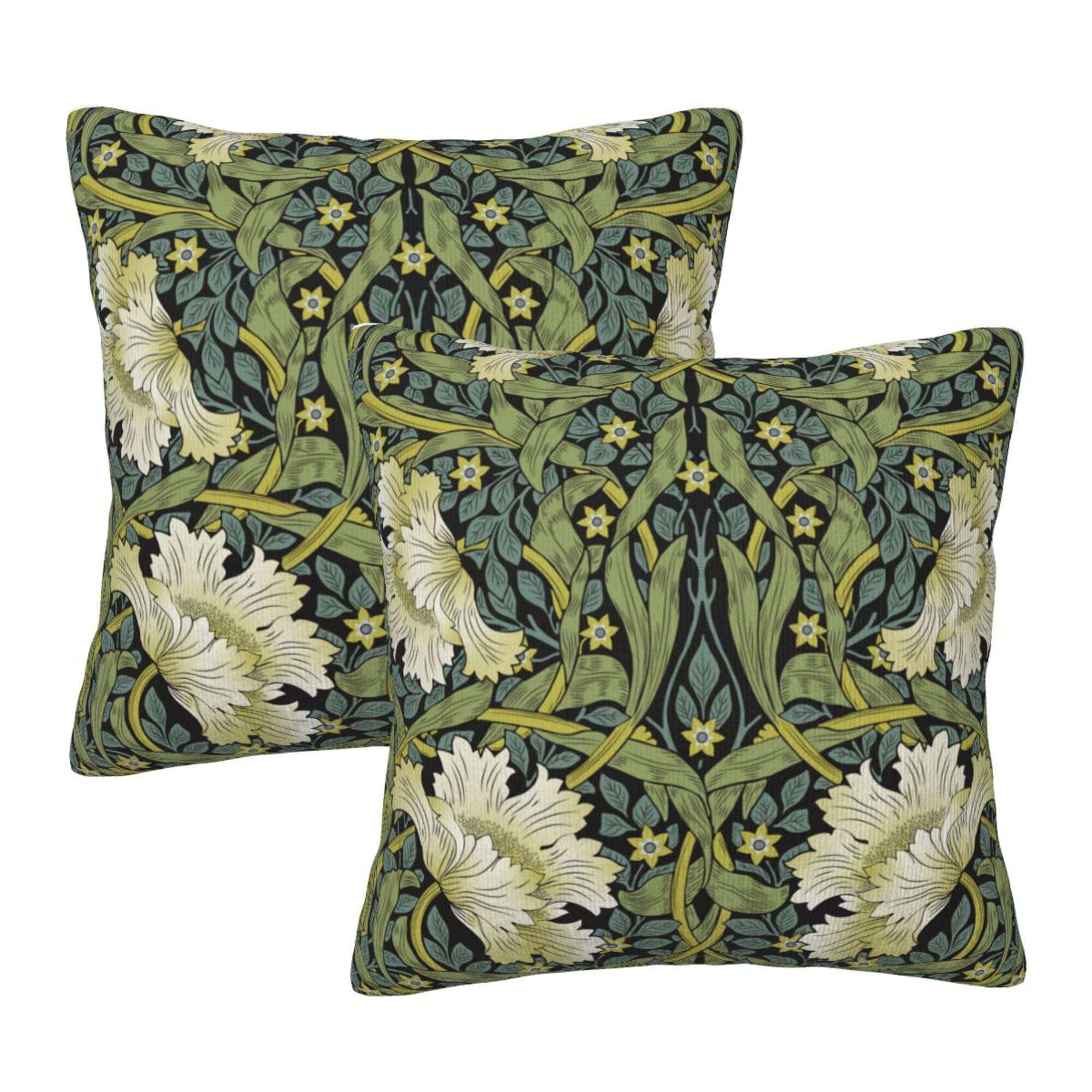 Keebik William Morris Pimpernel Throw Pillow Covers Set of 2 Cushion Covers for Couch Home Bed Living Room Decorative Pillow Cases 18x18 Inch