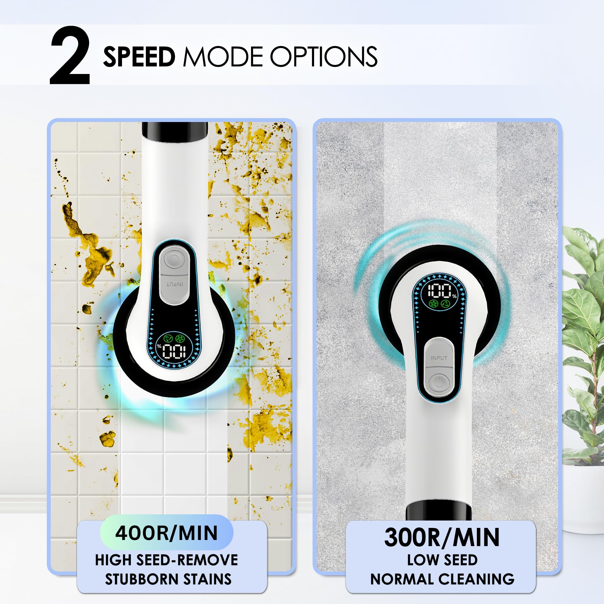 Limpiador giratorio eléctrico para limpieza, limpiador eléctrico inalámbrico con mango de extensión ajustable y 7 cabezales de cepillo reemplazables, IPX7 impermeable, para baño, ducha, bañera