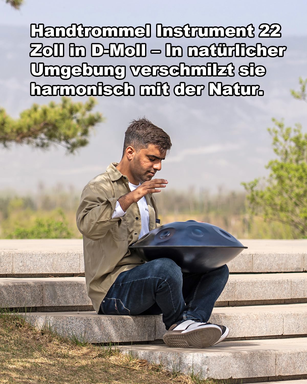 Handpan instrument 440 hz d-Moll 22 Zoll Hand Pan Stahltrommel hand drum 9 Notas 10 Notas 12 Notas Premium-Stahlzungentrommel für Meditation und Entspannung (Blue, 9yin)