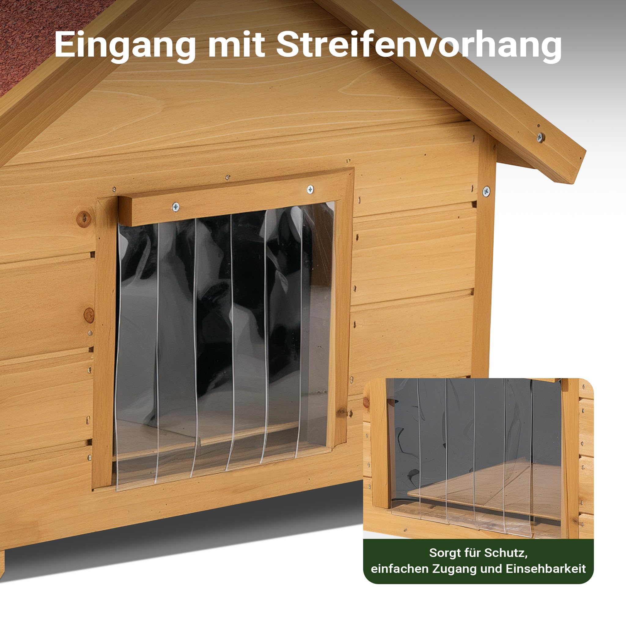 Wiltec Kleines Katzenhaus 68 x 53 x 47 cm aus Holz, Katzenhütte für Garten oder Terasse, Wurfkiste isoliert wetterfest, Katzenhöhle