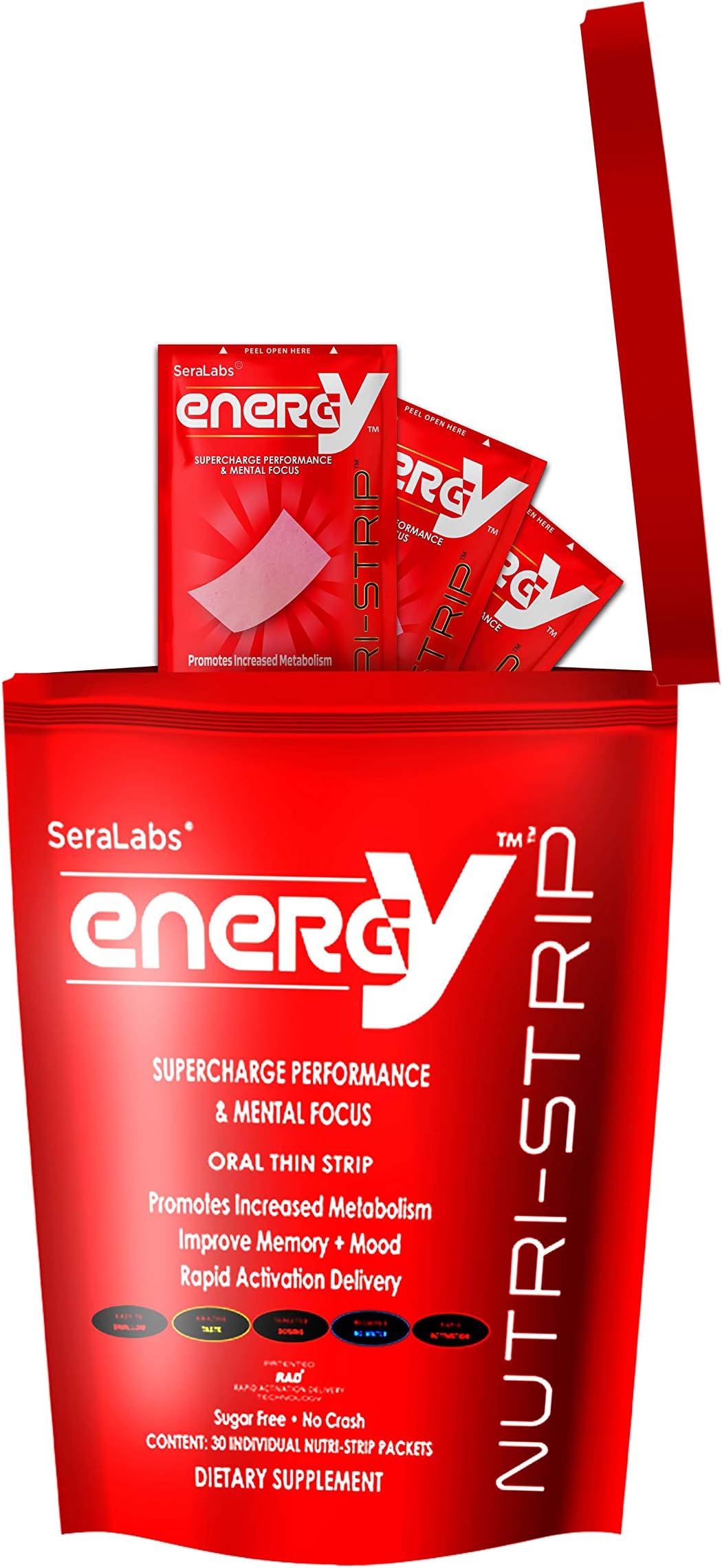 Nutri-Strips Energy Boost Rapid Activation Delivery Oral Strips (Pack of 30)