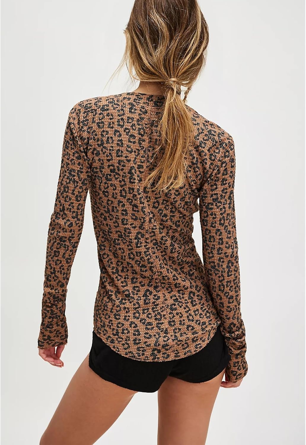 Women Waffle Long Sleeve Button Up Floral Tees Shirts Y2k Going Out Slim Fitted Cardigan Tops Blouse - Image 3