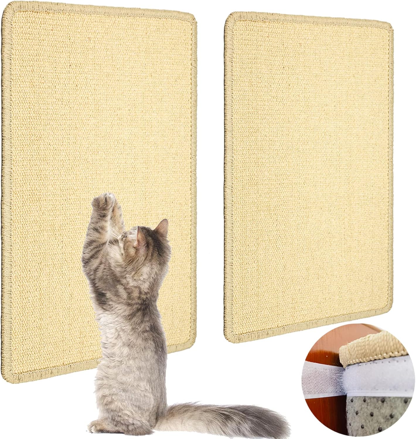 Pethave Cat Scratching Mat, 2 Pcs 23.6x15.7” Sisal Cat Scratcher Mat