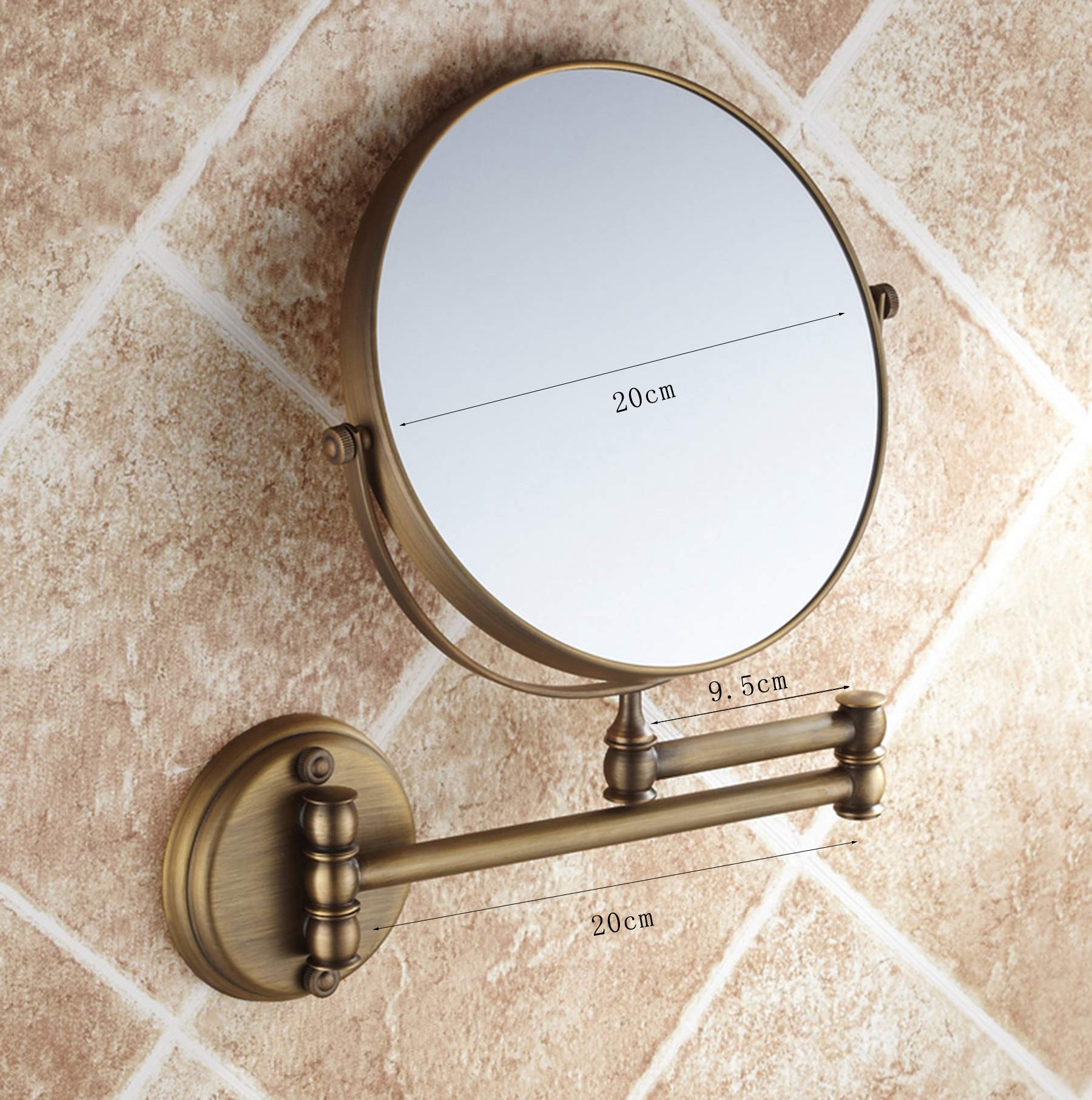 Vintage Gold Vanity Mirror Wall Mounted Extending Folding Round Makeup Cosmetic Bathroom Mirror Brushed Brass Frame