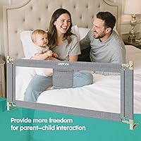 Vista 7 de Rieles de cama para niños pequeños, rieles de cama para bebé, protector de cama de altura ajustable con bloqueo de seguridad para niños, ajuste