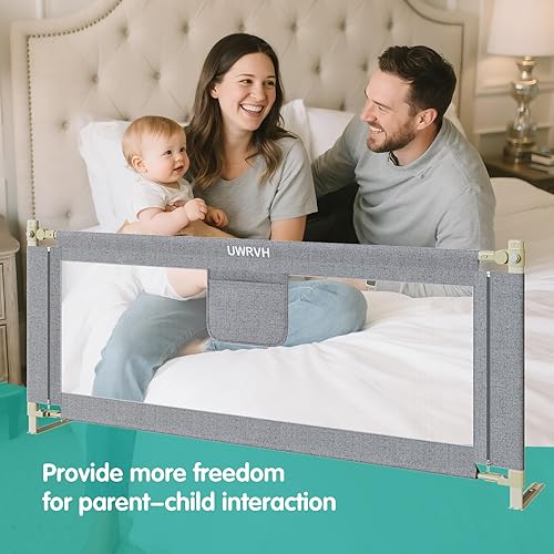Miniatura 8 de Rieles de cama para niños pequeños, rieles de cama para bebé, protector de cama de altura ajustable con bloqueo de seguridad para niños, ajuste