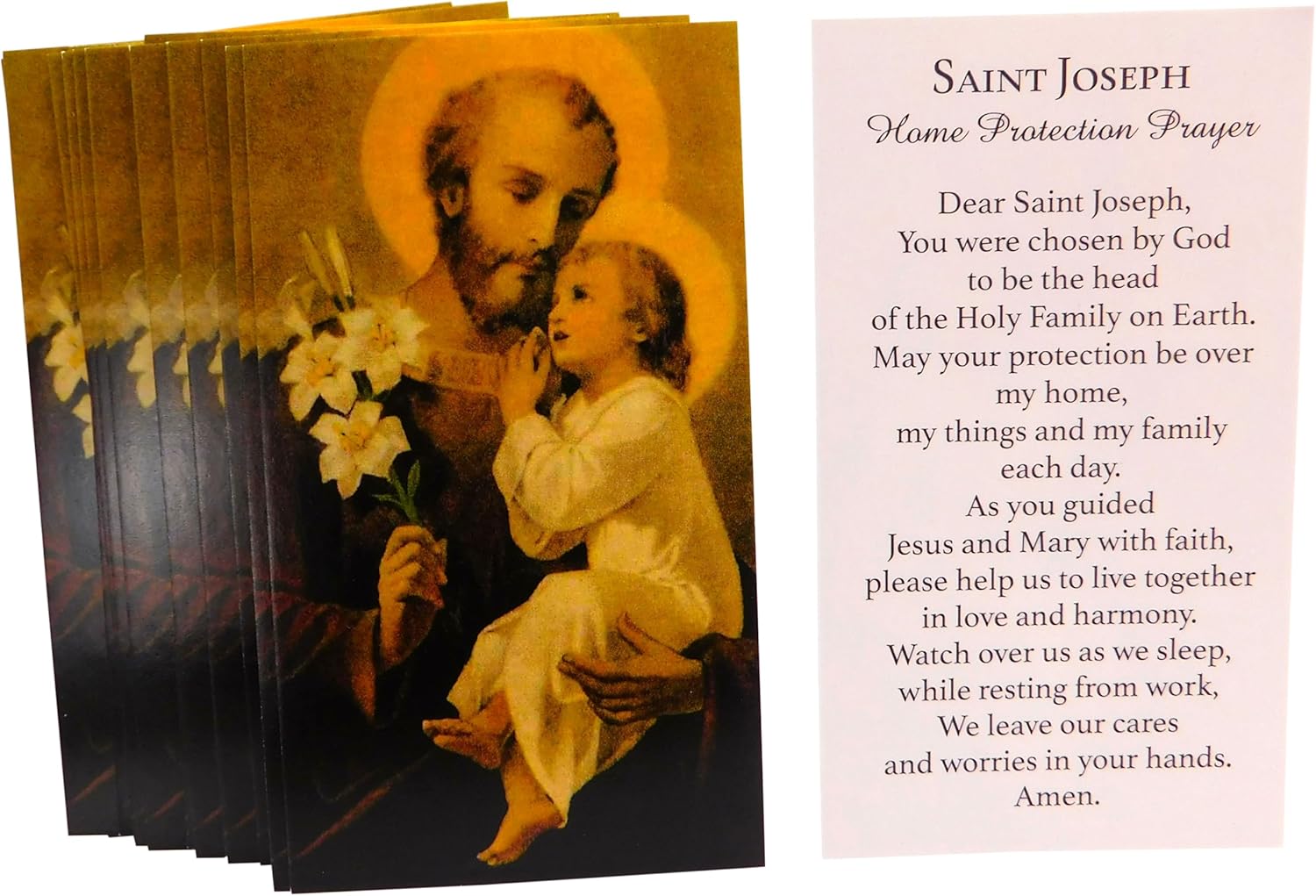 Westmon Works St Joseph Home Protection Prayer Holy Card Bulk Bundle Pack Patron Saint of Fathers and Real Estate Agents Made in the USA, Set of 24