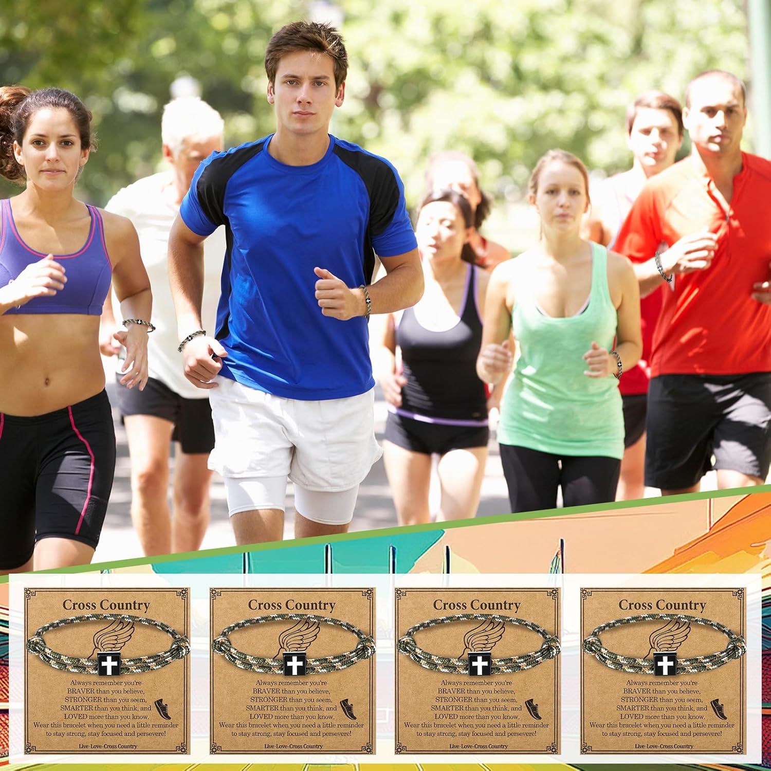 Tondiamo Track and Field Gift Bulk Adjustable Rope Marathon Runners Bracelets Bulk Cross Country Team Gift Religious Christian Jesus Braided Bracelets Running Track and Field Accessories - Image 6