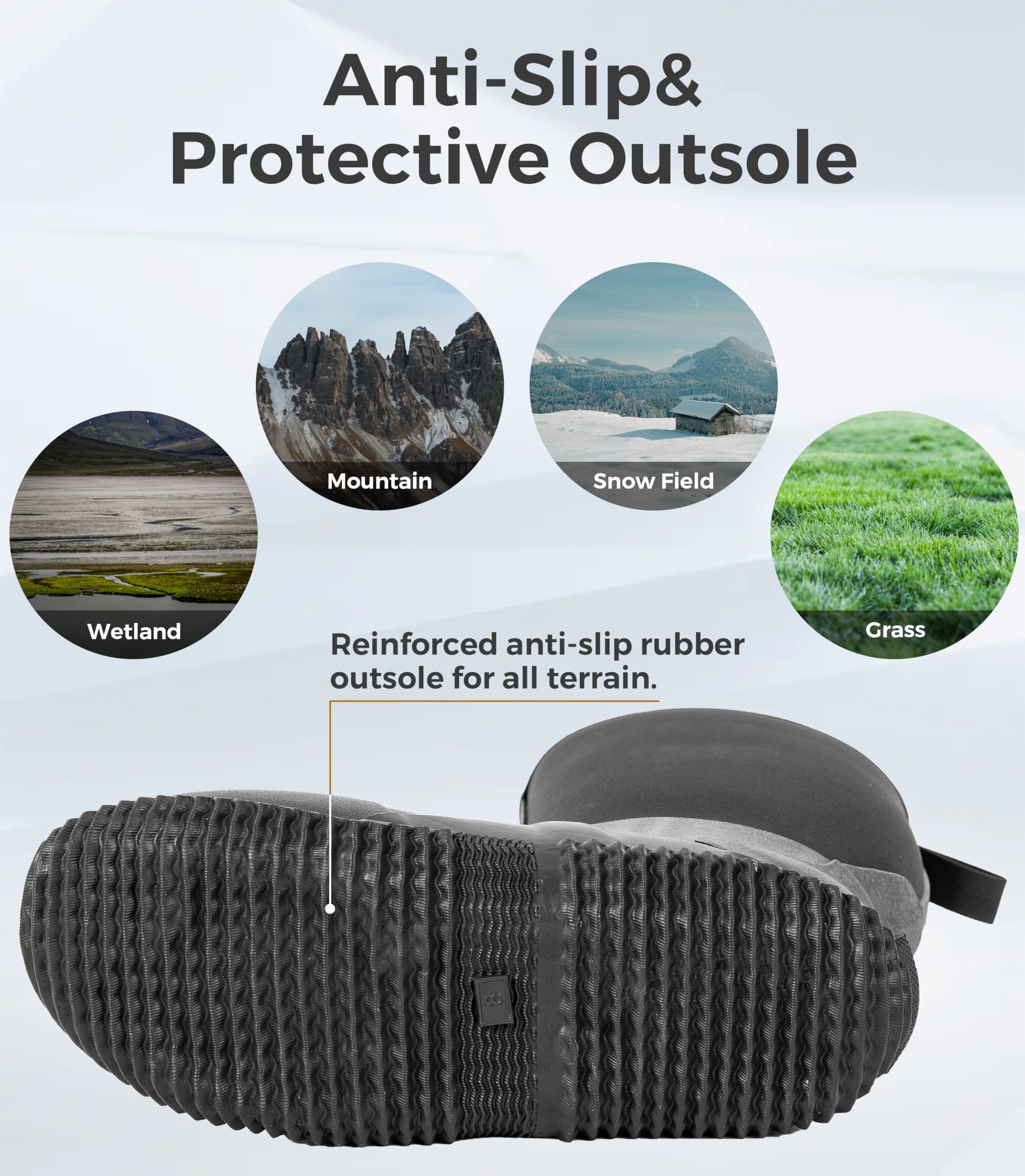 Ubon Wasserdichte Neoprenstiefel für Herren, Schlamm, Arbeit, Jagd, rutschfest, Regenschuhe