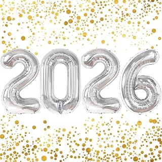 2026 Balloons - 16 Inch Silver 2026 Number Balloon - Grad Balloons for Graduation Decorations 2026 - Graduation Decorations Class of 2026-2026 Graduation Party Decorations Supplies