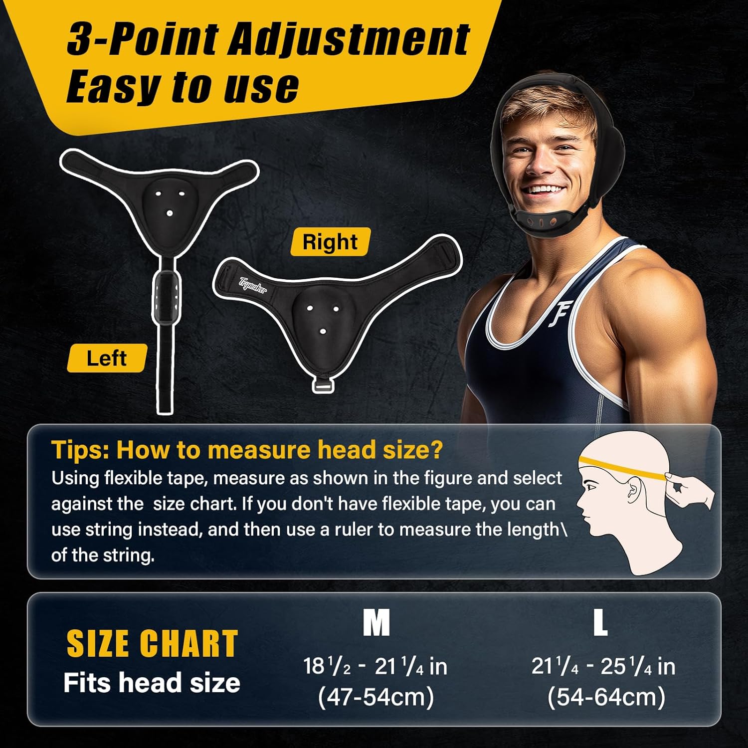 Wrestling Headgear, Head Gear with Chin Cup, Sorf Ear Guard for Men, MMA, Jiu-Jitsu (for Users Aged 12+) - Image 6