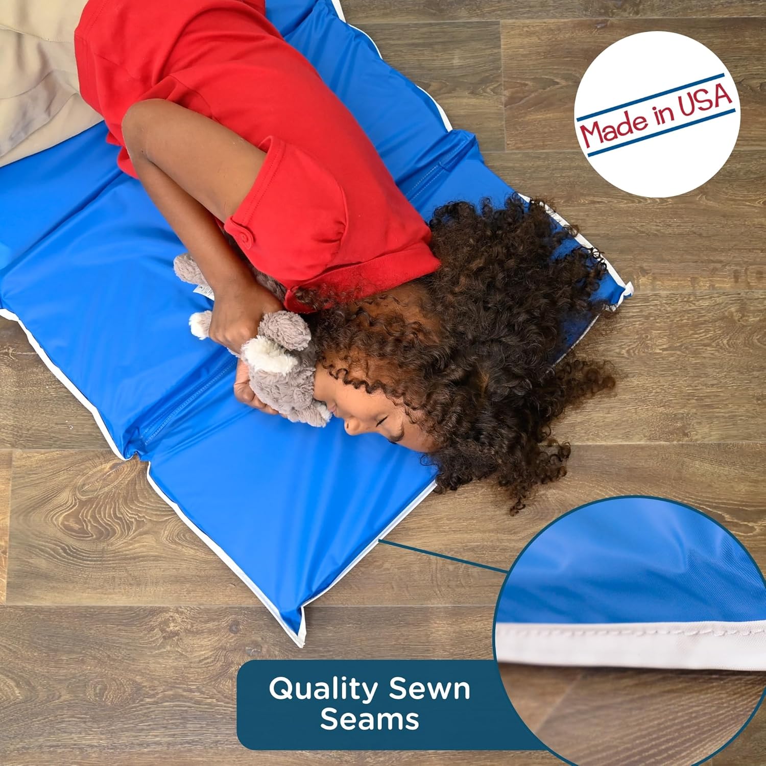 Children's Factory Tough Duty Toddler Nap Mats, 2 inch Thick Toddler Sleeping Mats for Preschools and Daycares, Comfortable and Soft 4 Section Folding Nap Pad